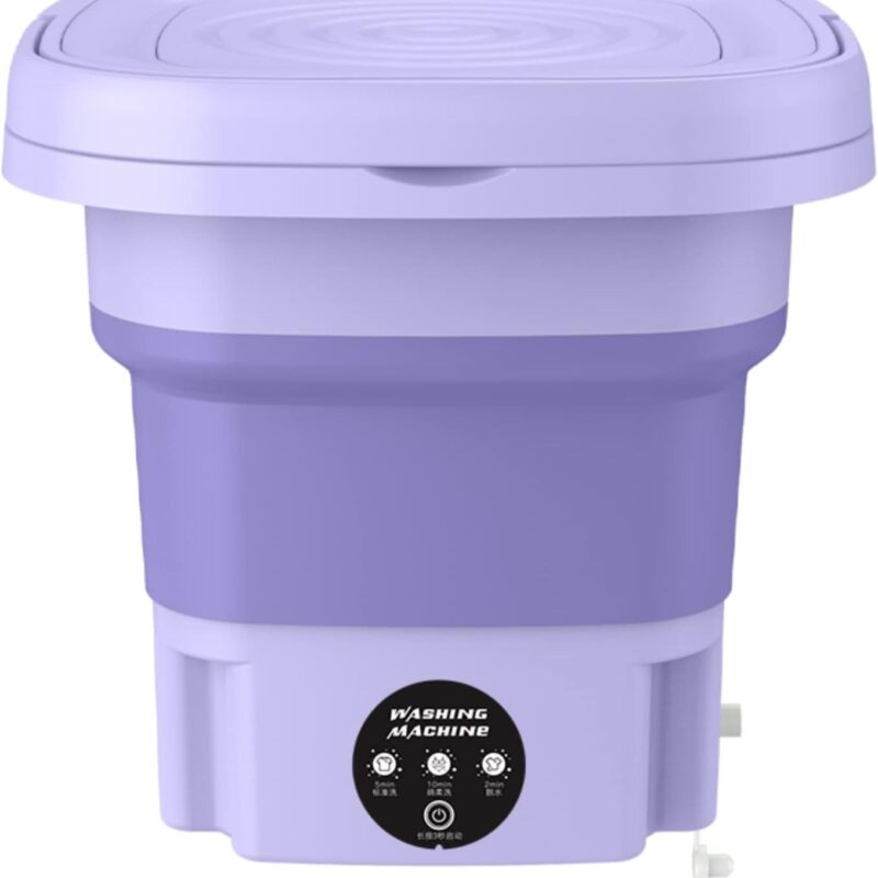Folding Washing Machine Mini Automatic Clothes Washing Machine Portable Lightweight Underwear Washer for Travel Camping Apartment Laundry (Purple)