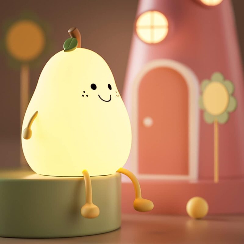 Pear Night Light for Kids Cute Silicone Nursery Pear Lamp for Baby and Toddler