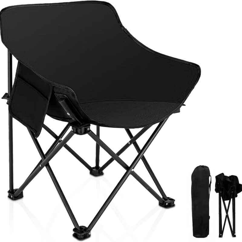 Heavy Duty Folding Camping Chairs with Side Pockets, Lightweight and Portable, Supports up to 200Kg for Fishing, Camping, Picnics, BBQs, Beach & Outdoor
