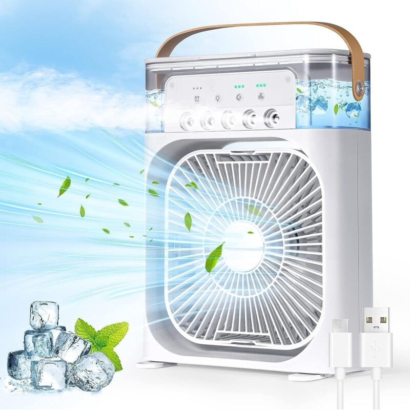 Portable Air Conditioners,700ml Mini Evaporative Cooler,USB Personal Conditioner with 7 LED Lightï¼ŒAC Cooling Fan for car Home Office Room