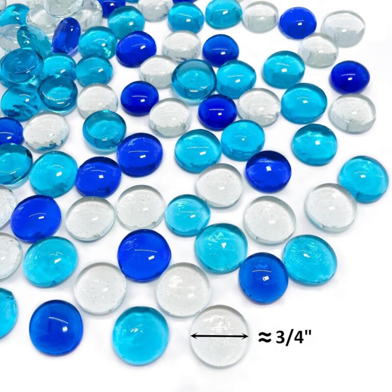 Tricolor Marble Gemstone Decorative Balls, Blue Tricolor Mixed Glass Beads