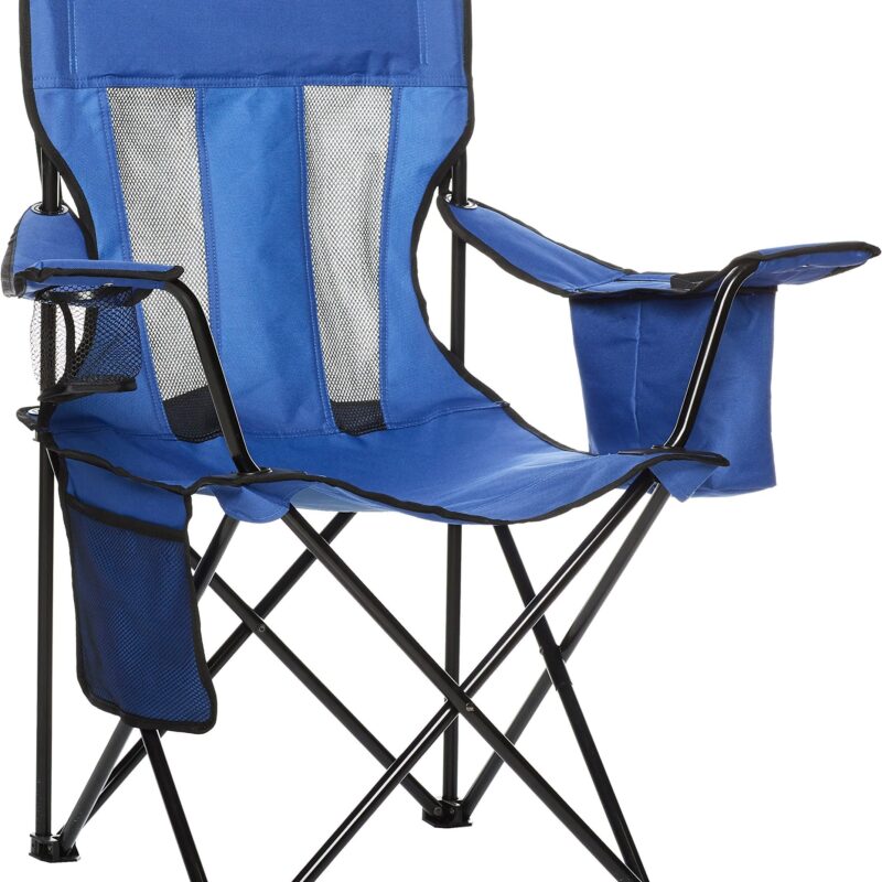 Mesh Folding Outdoor Camping Chair With Bag - 34 x 20 x 36 Inches, Blue