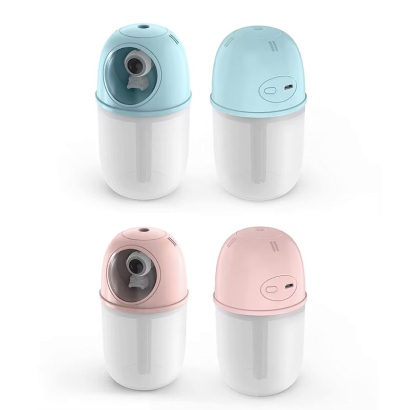 ARABIQO Mini Space Portable Humidifier, 260ml USB Cool Mist Humidifier with 7 Colors LED Night Light, Quiet Aroma Diffuser for Bedroom, Office, Home & Travel, 2 Mist Modes, Auto Shut-Off, Low Noise