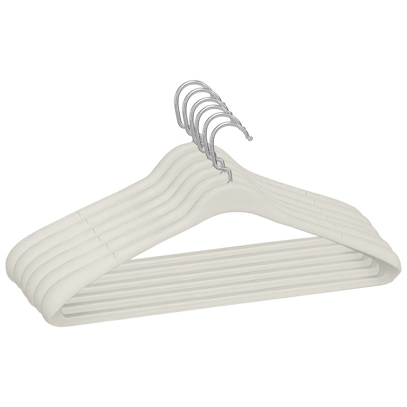 Heavy-Duty Plastic & Steel Hangers, 6 Pack Wardrobe Organiser – Non-Slip Clothes Hangers with 360° Rotating Hook, Durable Coat & Dress Hangers for Closet, Bedroom, Laundry Room (Ivory)
