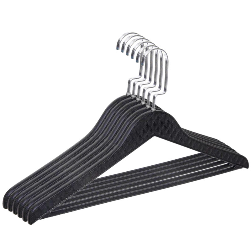 Heavy-Duty Plastic & Steel Hangers, 6 Pack Wardrobe Organiser – Non-Slip Clothes Hangers for Bedroom, Bathroom & Home Rack – Space-Saving Clothes Accessories (Black)