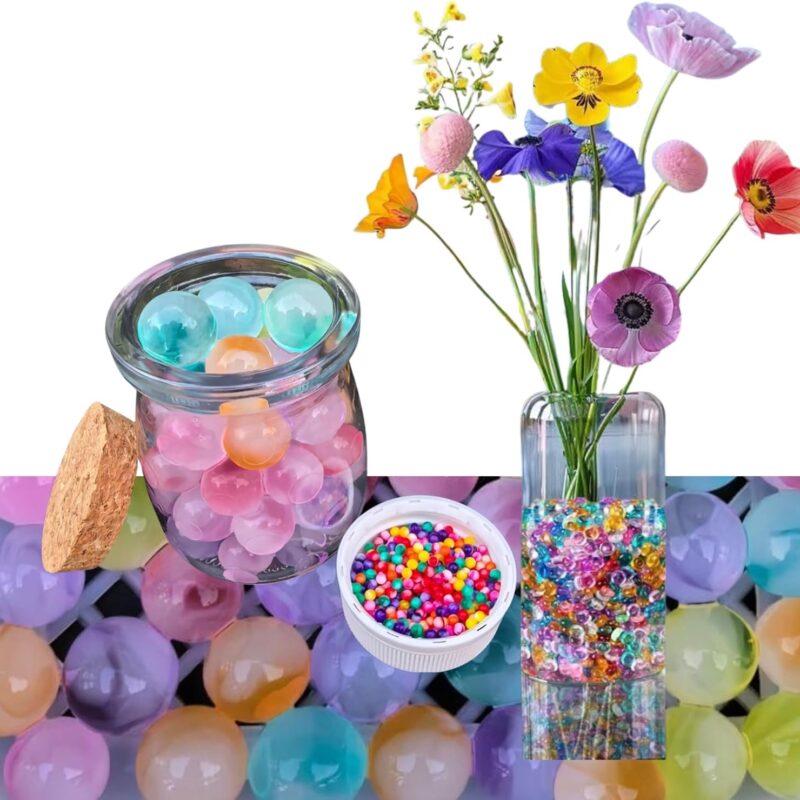 55,000 Multicolor Rainbow Water Gel Beads, Non-Toxic Expanding Jelly Beads for Vase Filler, Soilless Planting, Spa, Floating Candles, Home Décor, Floral Arrangements & Wedding Centerpieces