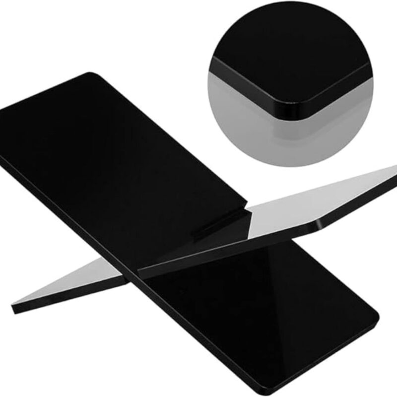 Holy Quran Stand, X-Shaped Foldable Acrylic Book Holder, 16" x 6" x 5.4", Thick Black Display Stand for Open Reading, Quran, Cookbooks and Magazines, Islamic Decor for Ramadan and Eid
